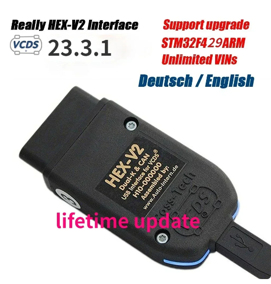 2024 Real 23.11 For VAG HEX V2 Diagnostic Cable Upgrade Unlimits FOR V-W A-UDI S-koda S-eat Really Supports CAN and UDS protocols